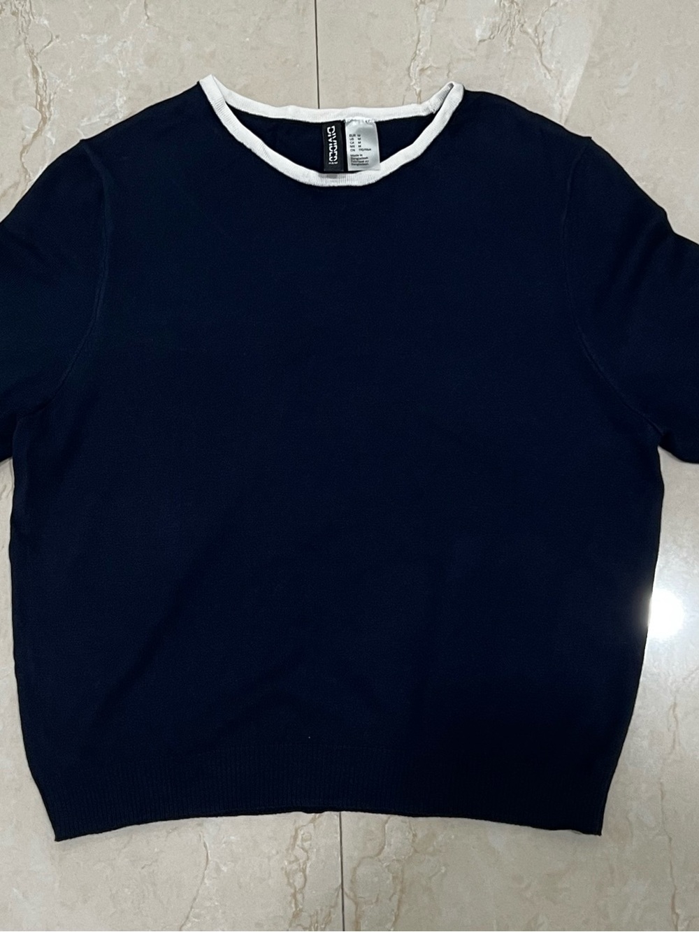 H&M Navy Crewneck Sweater with White Trim